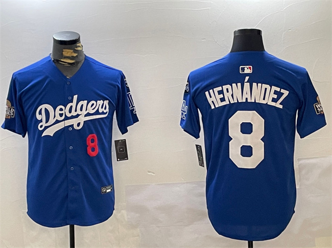 Men's Los Angeles Dodgers #8 Enrique Hernández Royal 2024 World Series With Fernando Memorial Patch Alternate Limited Stitched Baseball Jersey Men's Los Angeles Dodgers #8 Enrique Hernández Royal 2024 World Series With Fernando Memorial Patch Alternate Limited Stitched Baseball Jersey